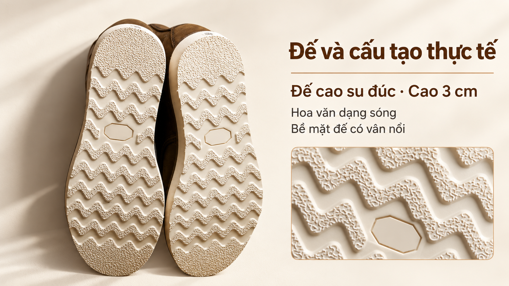 Đế cao su đúc giày STEED cao 3 cm với hoa văn dạng sóng