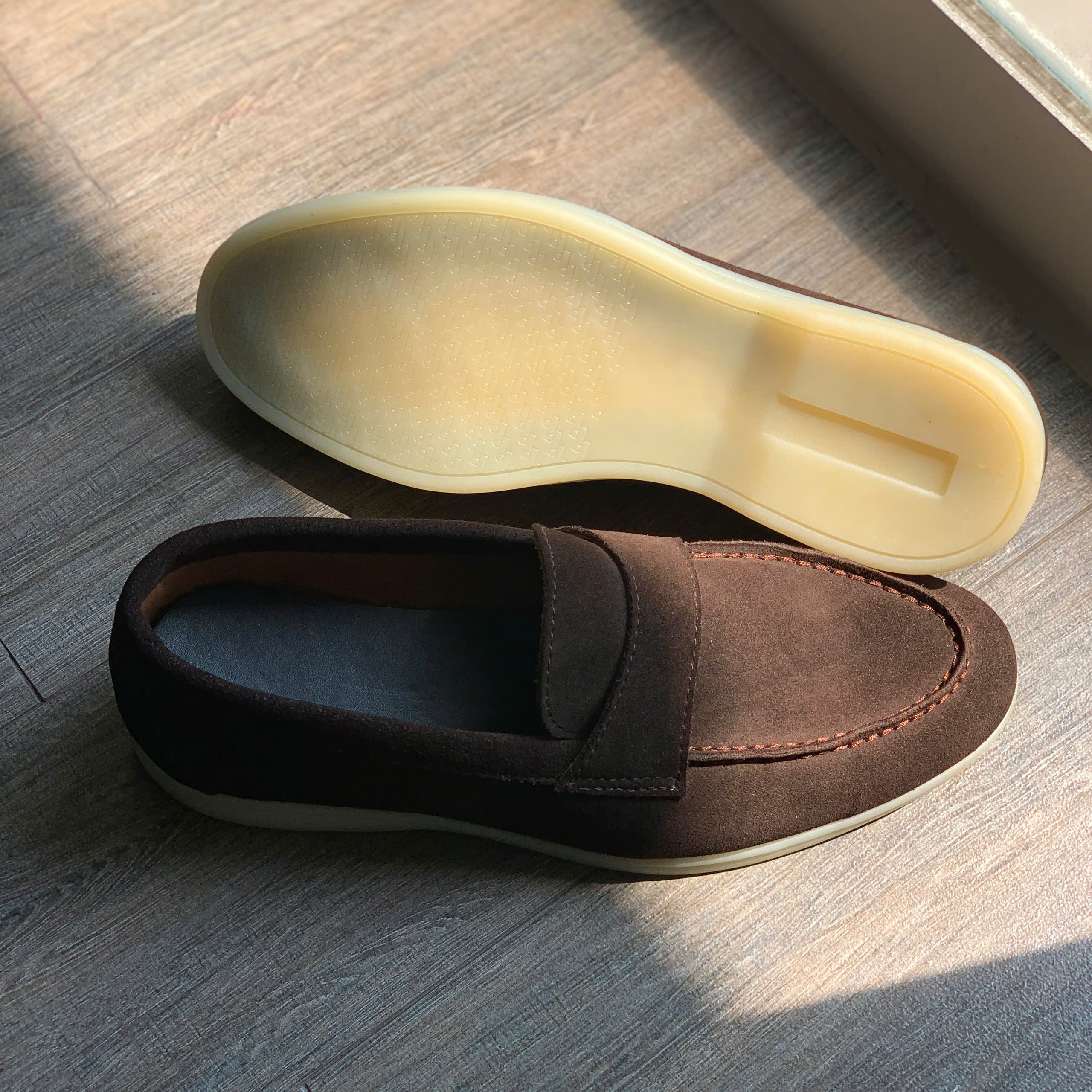 màu chocolate (1) GIÀY LOAFER DA LỘN - ĐẾ TPR