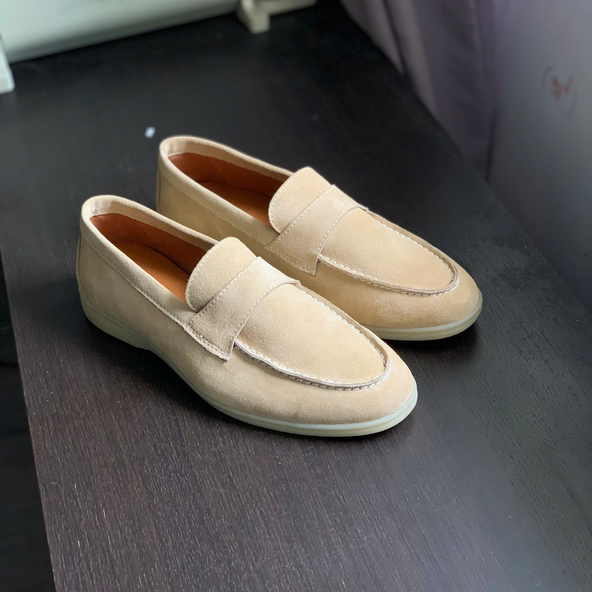 màu kem GIÀY LOAFER DA LỘN - ĐẾ TPR