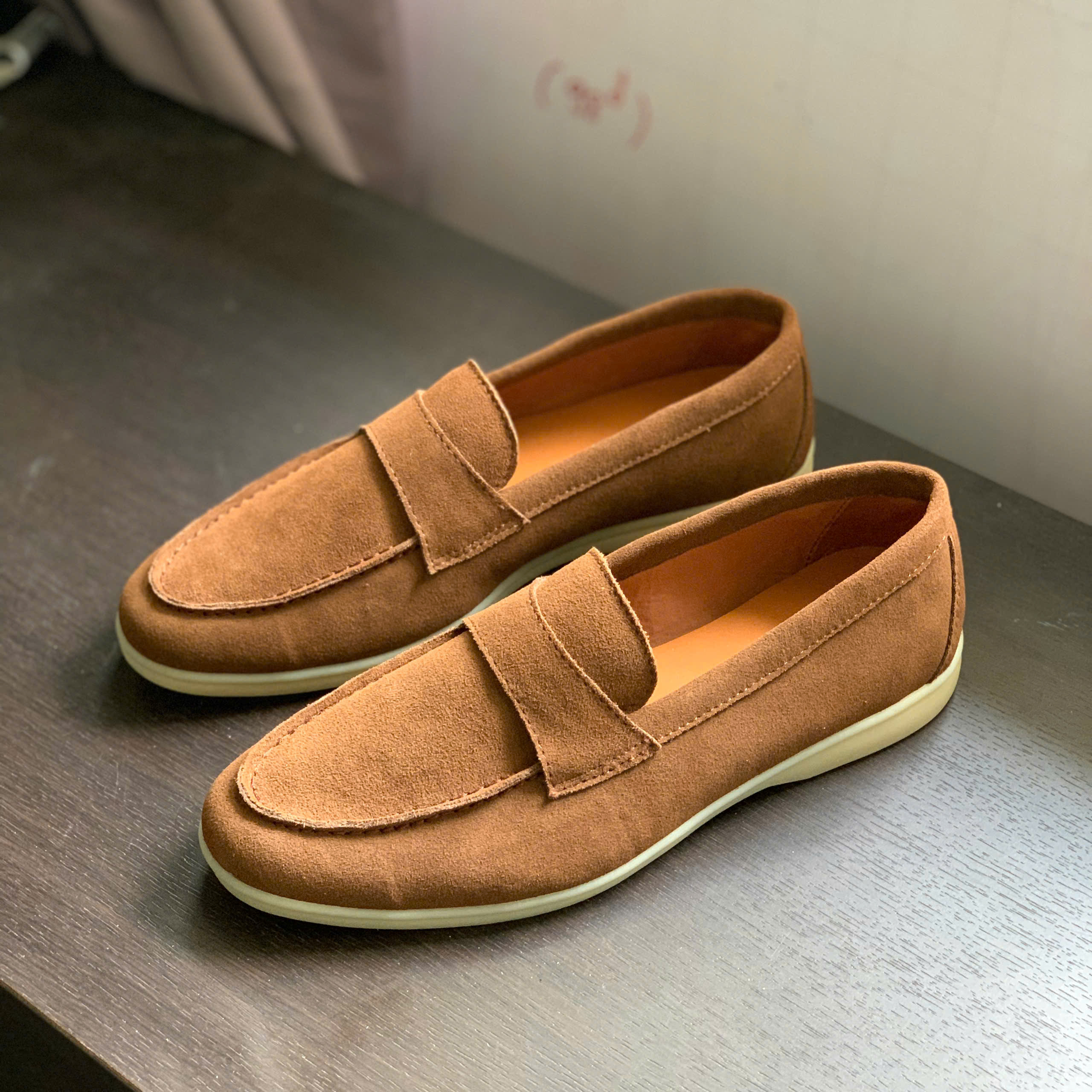 màu nâu (1) GIÀY LOAFER DA LỘN - ĐẾ TPR